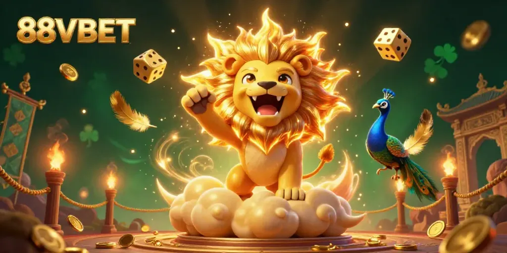 Experience the thrilling world of 88VBET with this vibrant 3D gambling scene filled with energy.