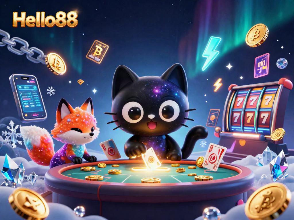 Engage with Hello88's cosmic casino atmosphere, where rewards swirl into play amidst vibrant cryptocurrencies.