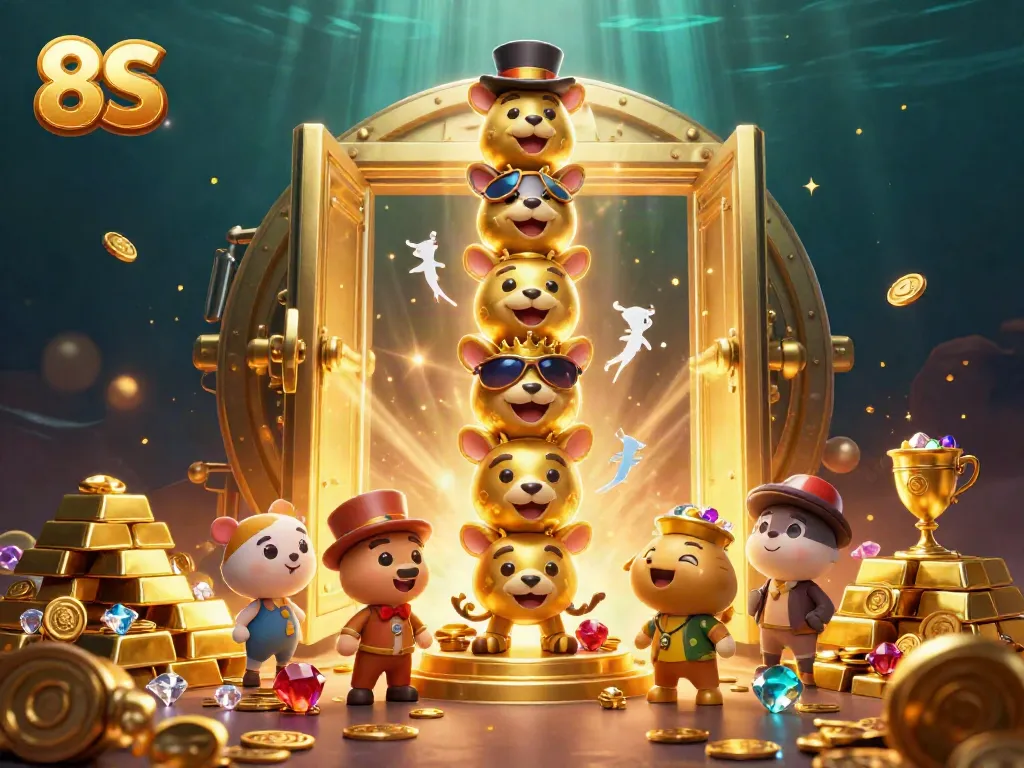 8S showcases a vibrant casino scene with a golden totem and treasure elements, capturing the excitement of gaming.