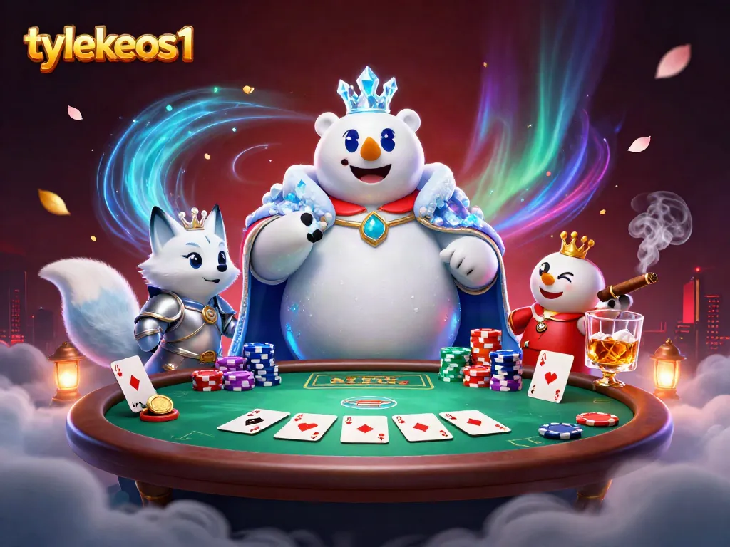 Engage with tylekeos1's immersive poker realm featuring royal characters and dynamic gaming elements.