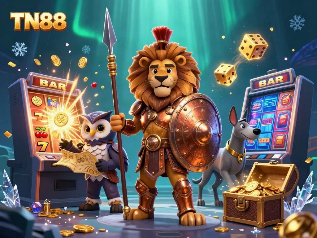 Experience the excitement of TN88 with a jackpot explosion, featuring vibrant casino elements and heroic characters.