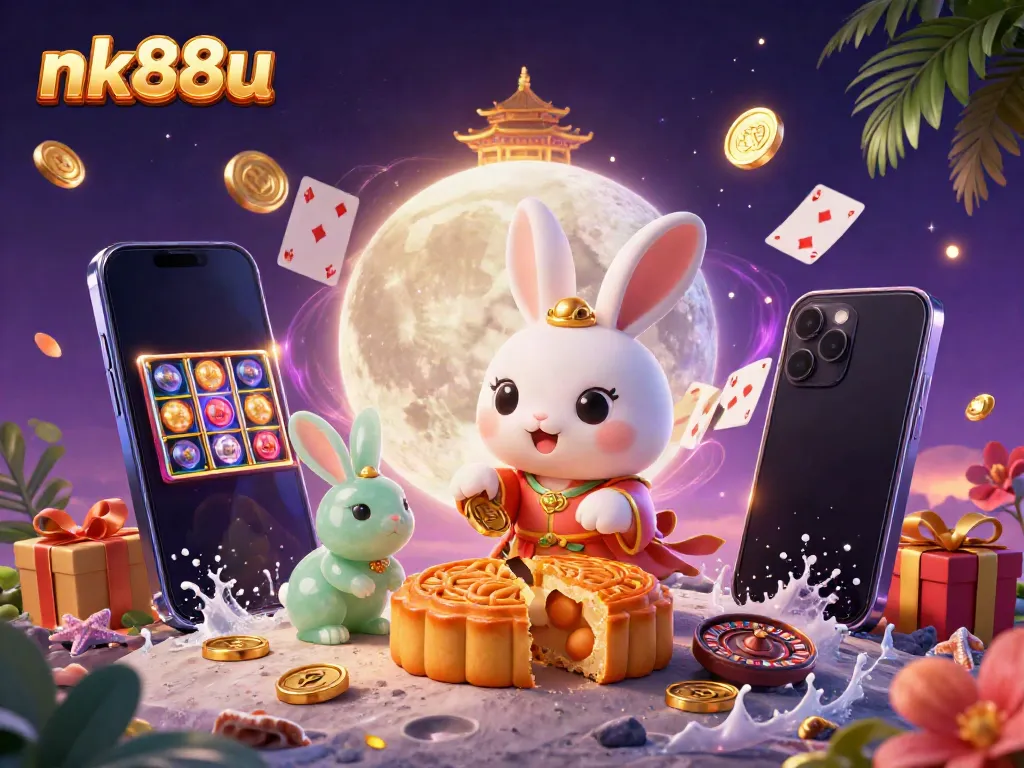 Engage with nk88u as the moon rabbit unveils treasures from mooncakes alongside vibrant gaming elements.