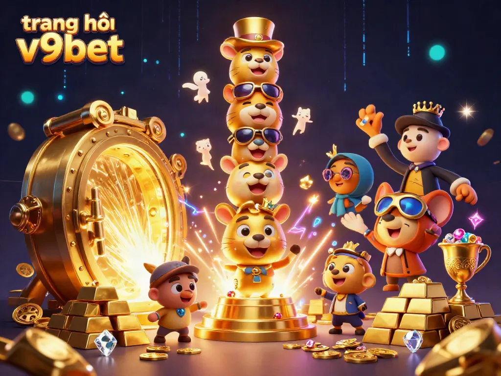 Engage with the vivid world of trang chủ v9bet, highlighting a unique golden totem and casino treasures.