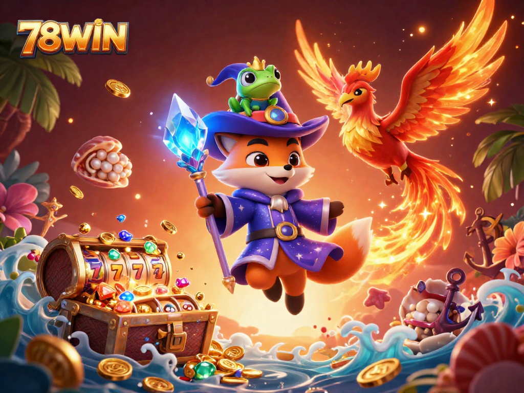 Experience excitement with 78WIN's mystical characters amidst thrilling casino elements.