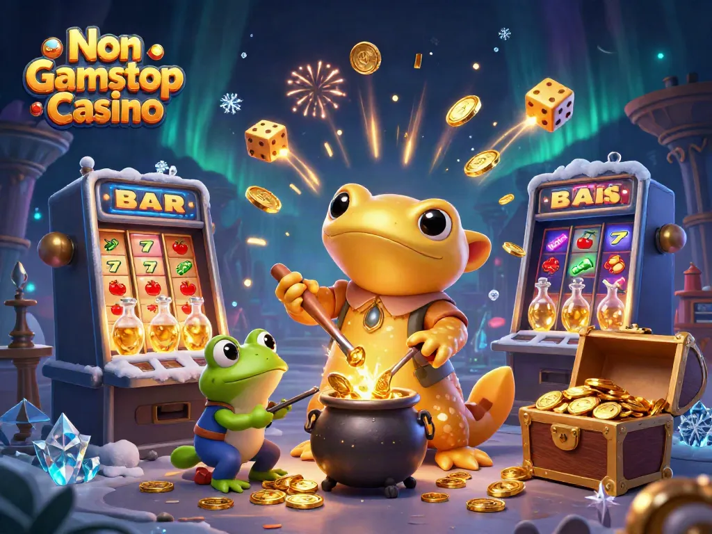 Engage with Non Gamstop Casino experiences surrounded by vibrant game elements and enchanting characters.
