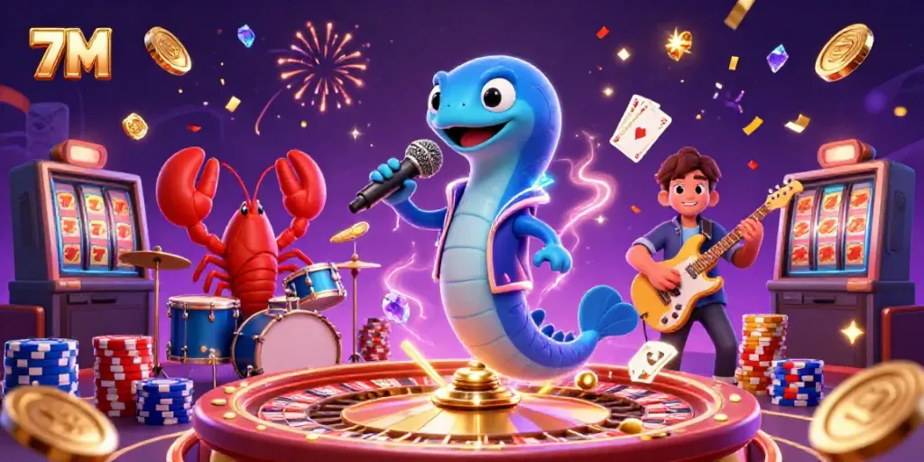 Experience vibrant energy as the electric eel DJ and friends perform in an immersive underwater casino, 7M.