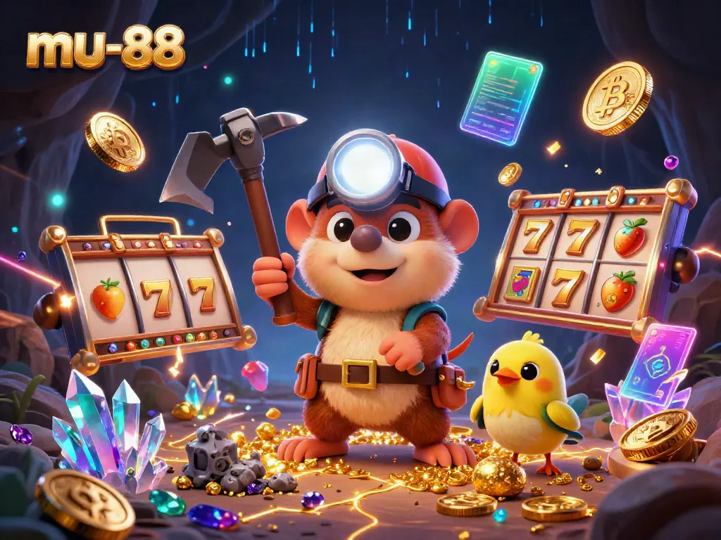 Engage with the thrilling world of mu-88, featuring treasure hunter characters and vibrant casino elements.