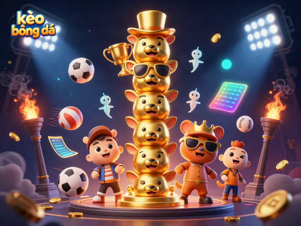 Engage in thrilling kèo bóng đá action with lively cartoon characters and sports gambling elements.