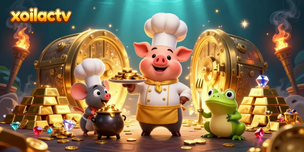 Experience the thrill of xoilactv with a culinary twist on golden treasures in this vibrant scene.