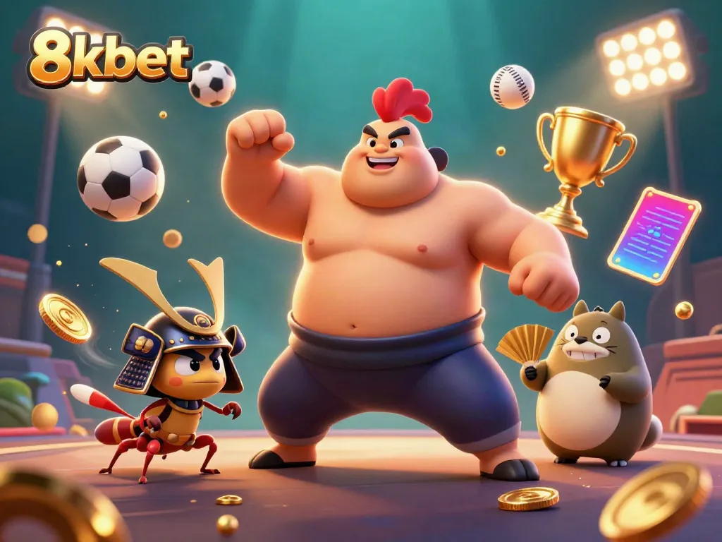 Experience thrilling betting action with 8xbet in this vibrant 3D illustration featuring unique characters.