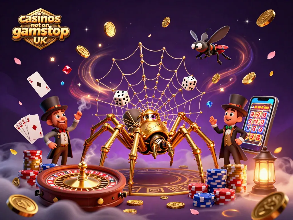 Experience casinos not on gamstop UK with a lively 3D cartoon illustration showcasing unique gaming elements.