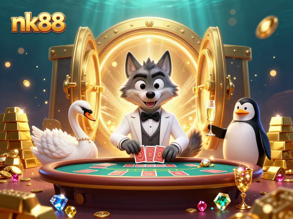 Experience exciting Baccarat gameplay with nk88, where high-stakes cards come alive in a vibrant 3D scene.