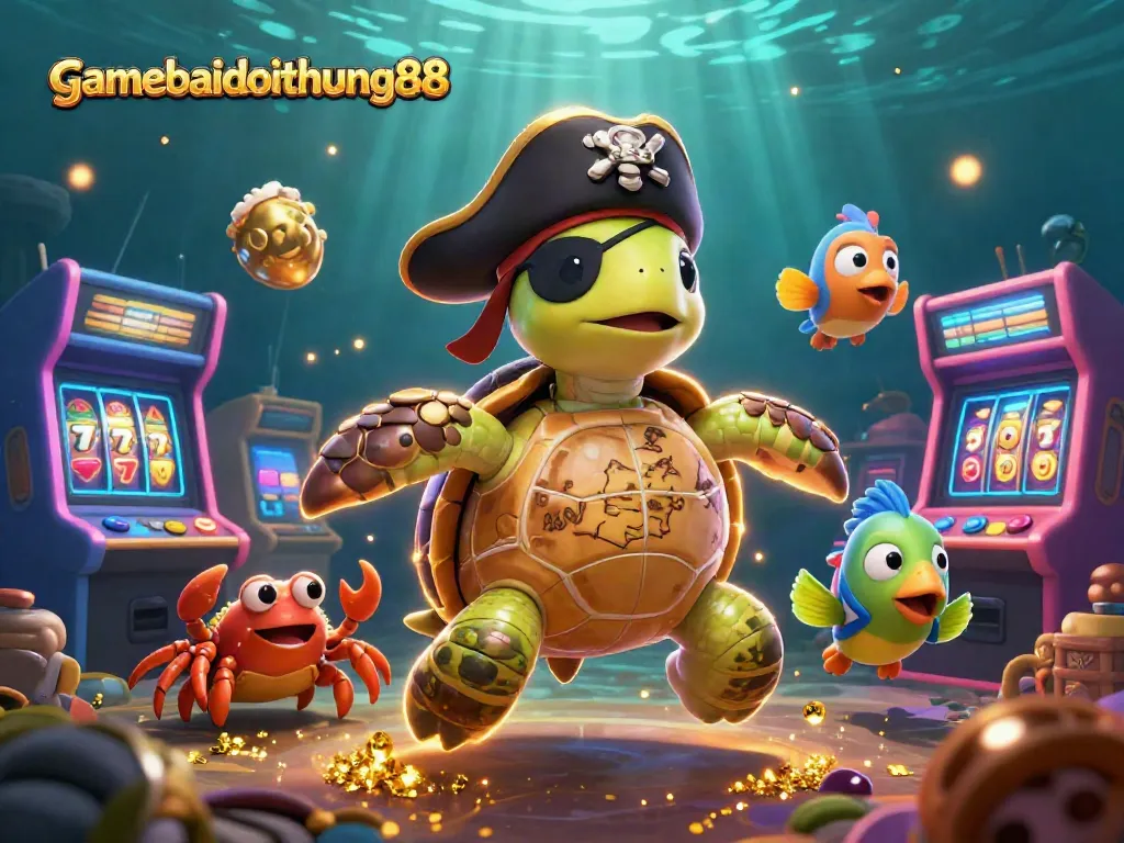Engage with gamebaidoithuong88's vibrant casino adventure featuring playful marine characters.