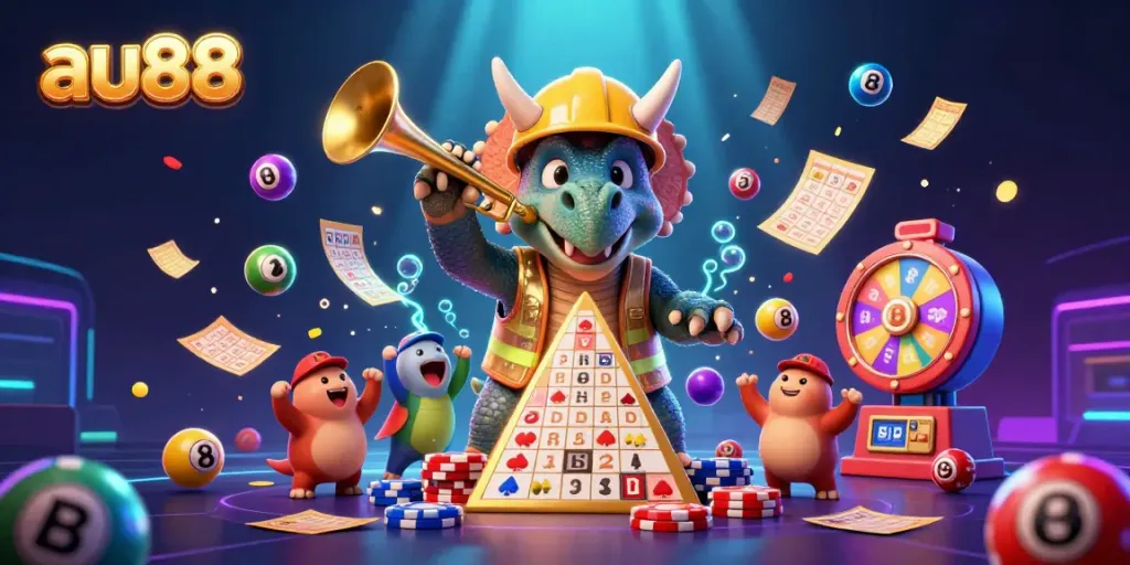 Engage in thrilling gameplay with au88, celebrating wins amidst colorful casino elements.