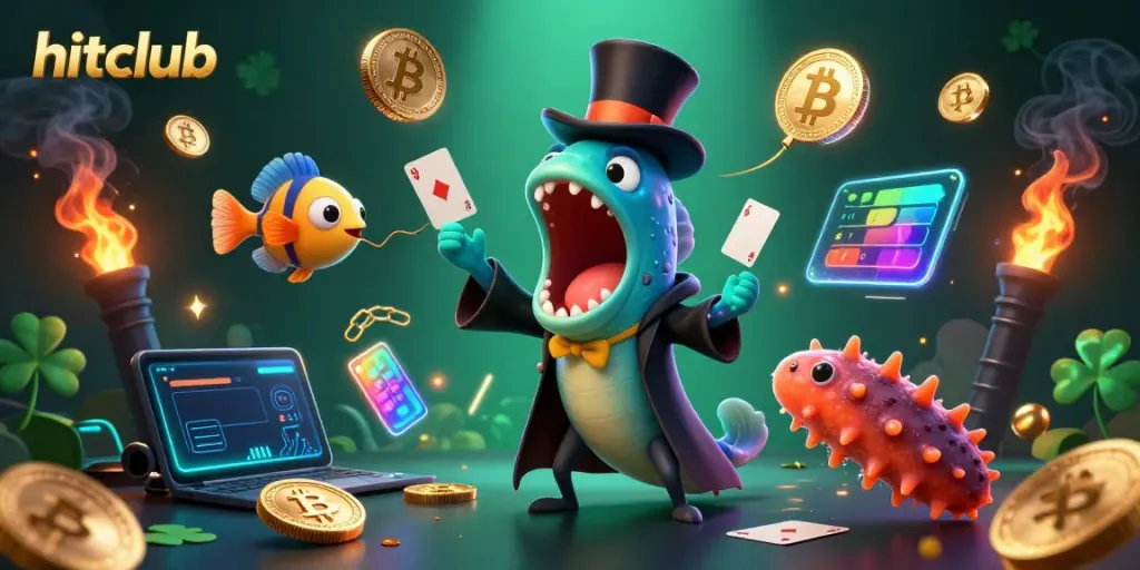 Experience the excitement of hitclub as underwater characters engage in a magical casino act.