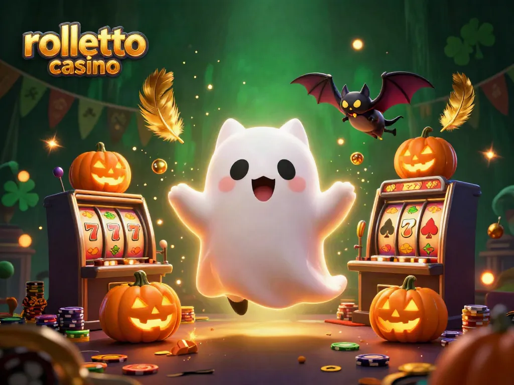 Engage with rolletto casino in a dynamic haunted scene filled with gaming excitement.