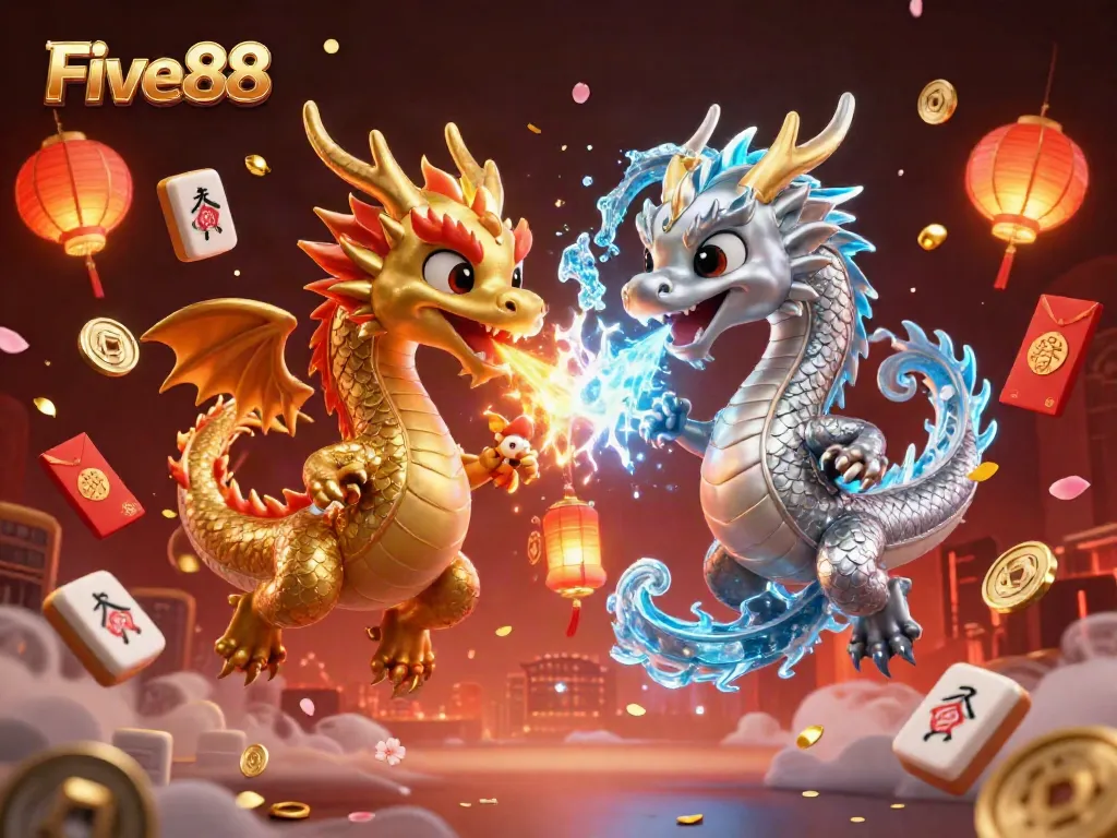 Experience thrilling action at Five88 with dragons, mahjong tiles, and festive elements.