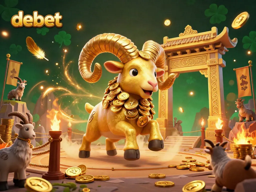 Join the excitement with the debet golden ram charging and surrounded by thrilling gaming elements.