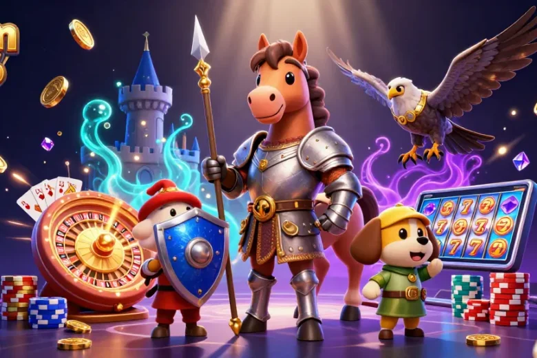 Experience thrilling gameplay with sam 86 as coins and cards scatter across an energetic casino scene.