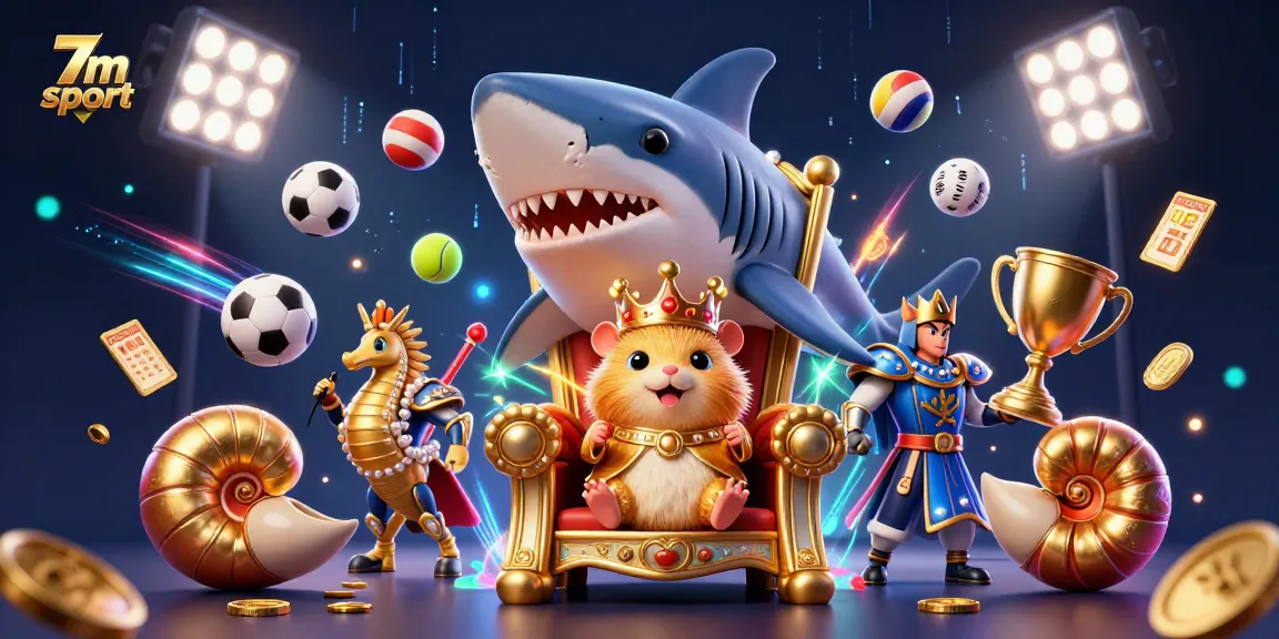 Betting on sports with 7m sport featuring a hamster king and dynamic sports elements.