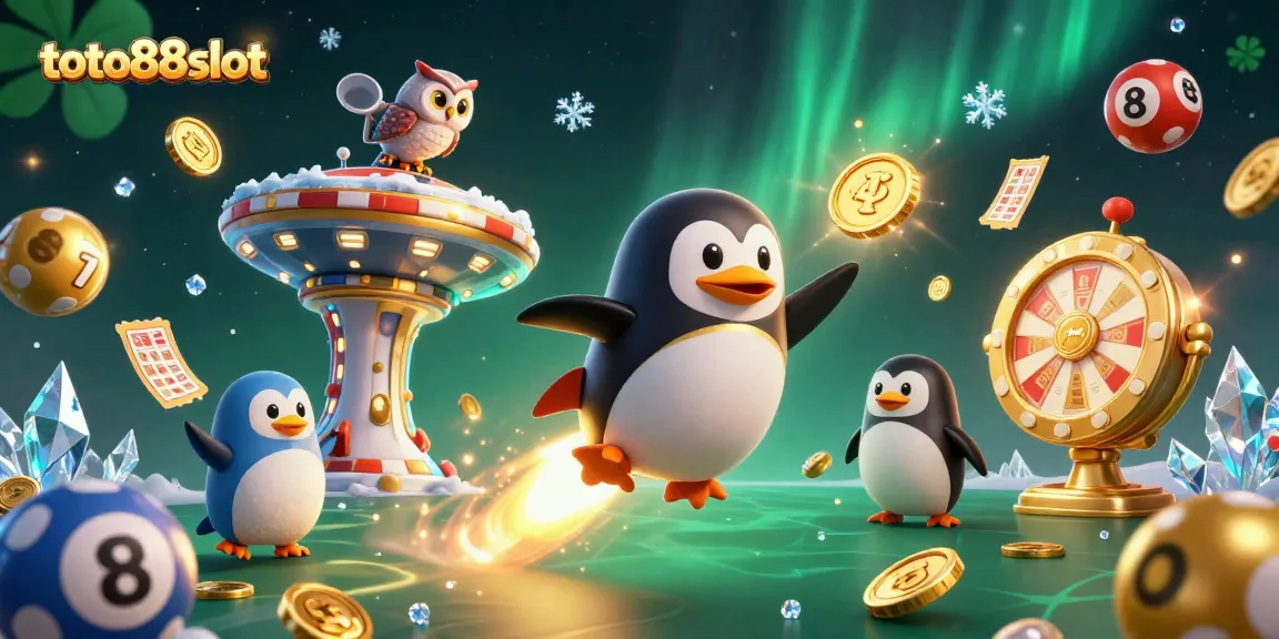 Engage in winning with toto88slot featuring a golden penguin and dynamic lottery elements.