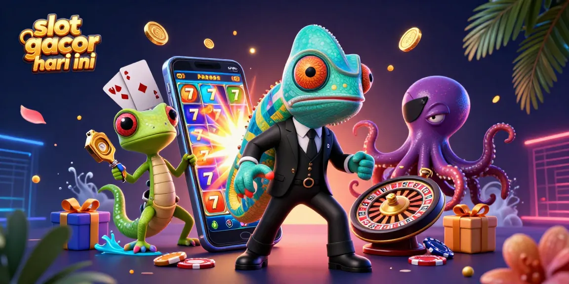 Engage with slot gacor hari ini as characters celebrate wins with vibrant gaming elements and dynamic energy.