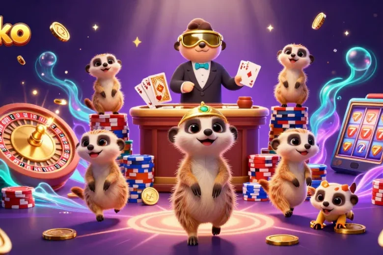 Experience thrilling gameplay at the jiliko casino with cartoon meerkats enjoying game action and jackpots.