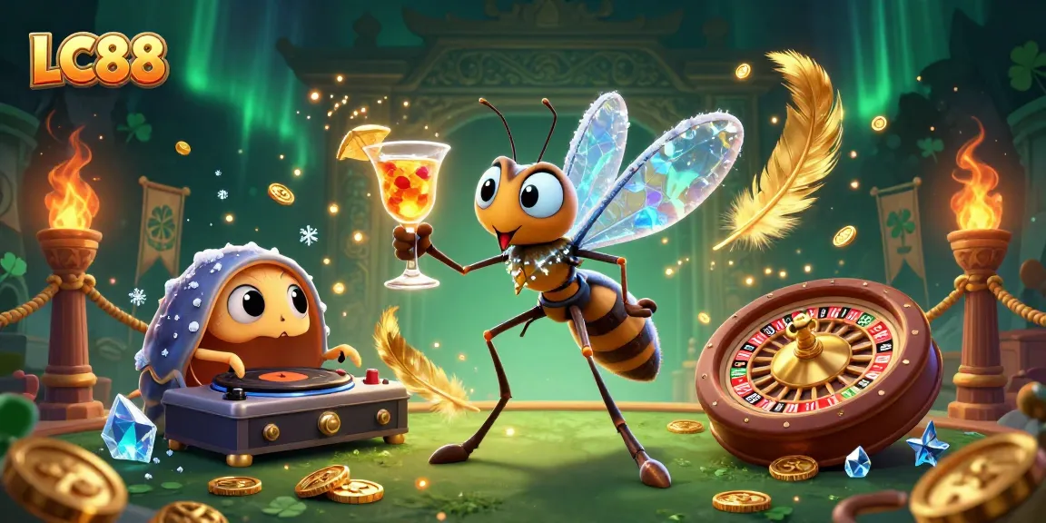 Experience thrilling gaming at LC88 with a vibrant 3D digital illustration capturing its casino essence.