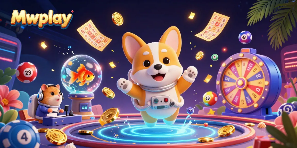 Experience the thrill of casino gaming with Mwplay in this vibrant, dynamic 3D illustration.