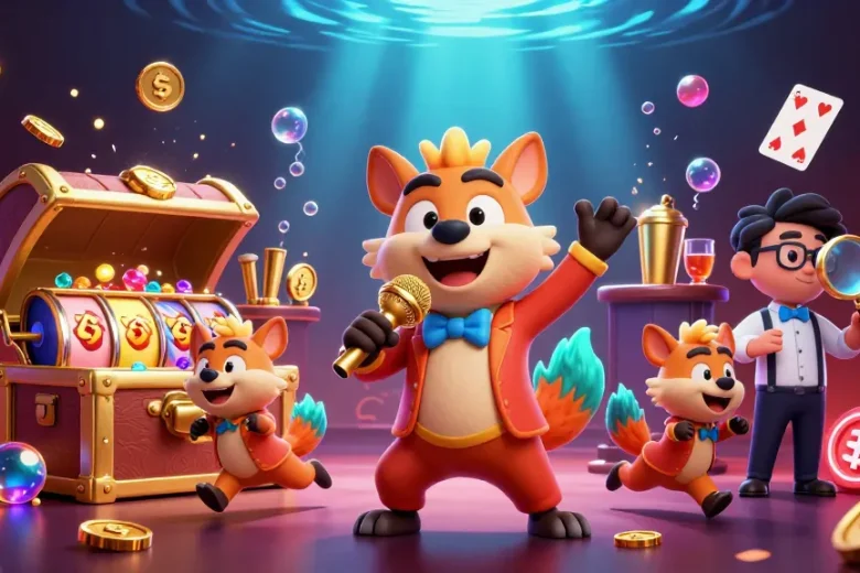 Experience fun at tai go 88 with hyenas in a vibrant casino scene mixing drinks, telling jokes, and showcasing games.