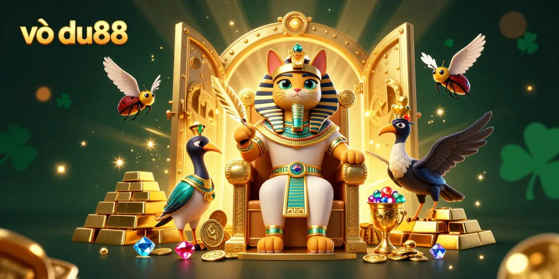 Engage in exciting gameplay at vào du88 with an ultra-detailed casino-themed illustration featuring rich treasures and dynamic characters.