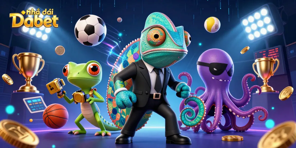 Bet on thrilling adventures with Nhà cái Dabet in this vibrant casino illustration featuring dynamic sports elements.