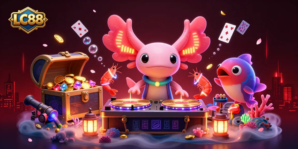 Bet on your luck at LC88, featuring colorful casino characters in a vibrant underwater scene.