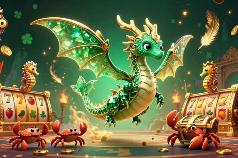 Experience the excitement of slot depo 10k with a vibrant 3D illustration showcasing iconic slot game elements.